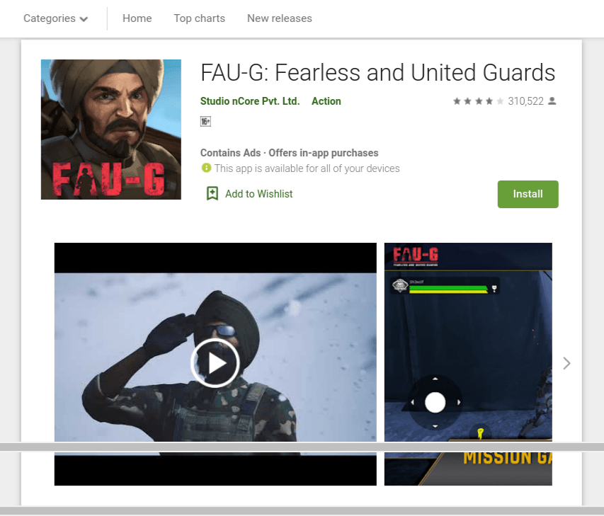 FAU-G now globally available on Google play store